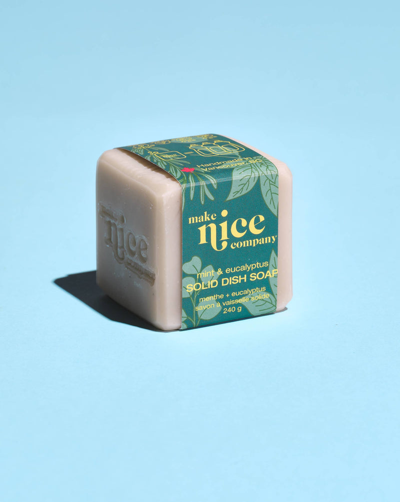 Make Nice Company Mint Eucalyptus Solid Dish Soap — natural refreshing dish soap Canada