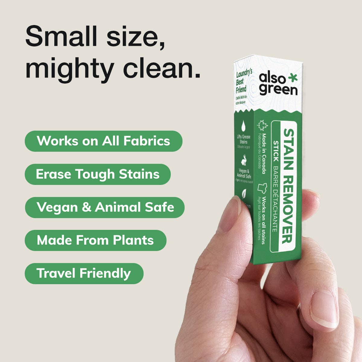 Fabric Stain Remover Stick in use — natural plastic-free stain remover Canada