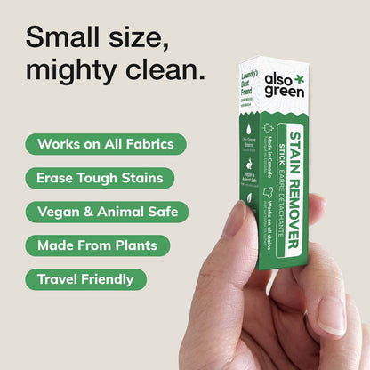 Fabric Stain Remover Stick in use — natural plastic-free stain remover Canada