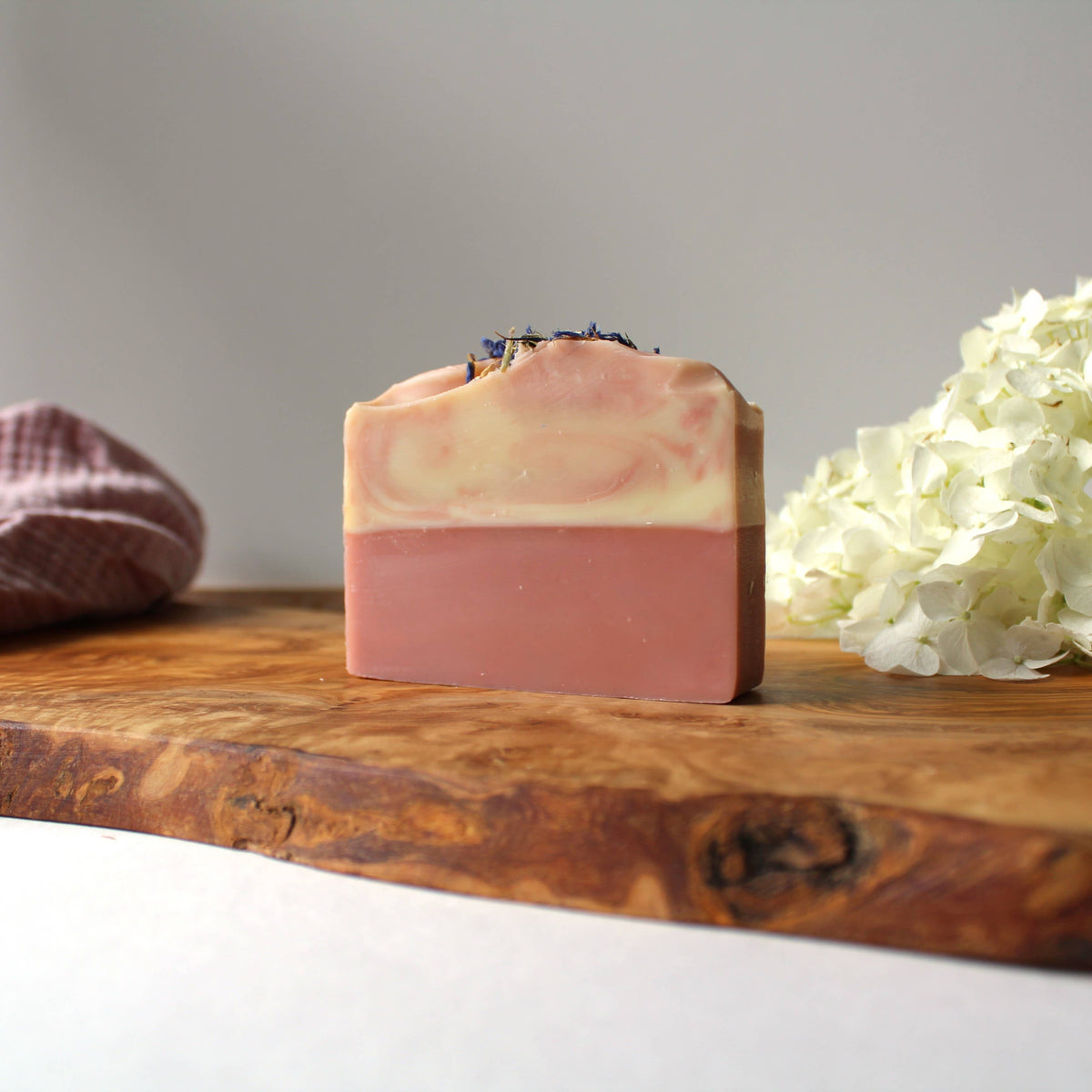 Pink Lemonade soap bar close-up — natural fruity handmade soap