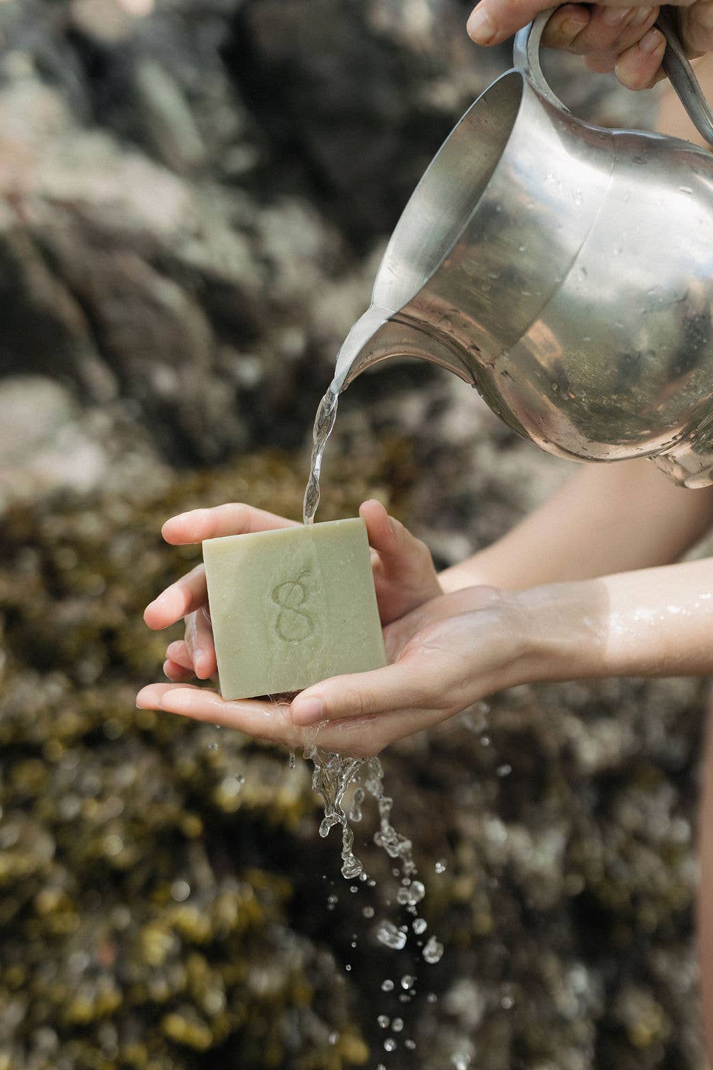 Coastal Garden Soap Bar close-up — natural tallow soap peppermint rosemary