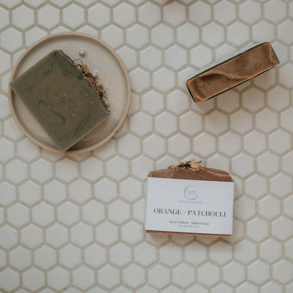 Orange Patchouli soap bar lifestyle — natural handmade soap Canada