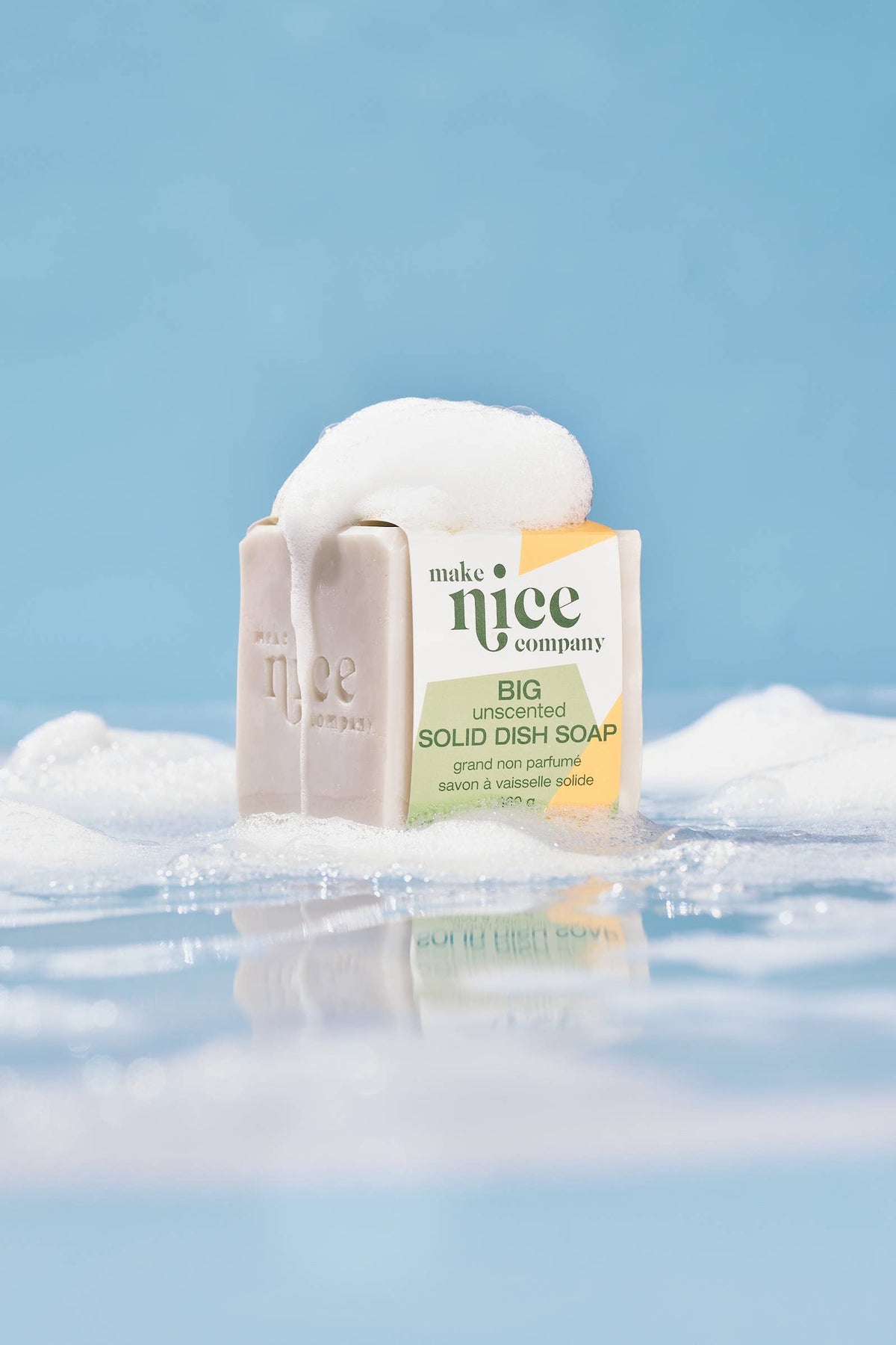 BIG Unscented Solid Dish Soap in use — eco-friendly natural dish soap Canada