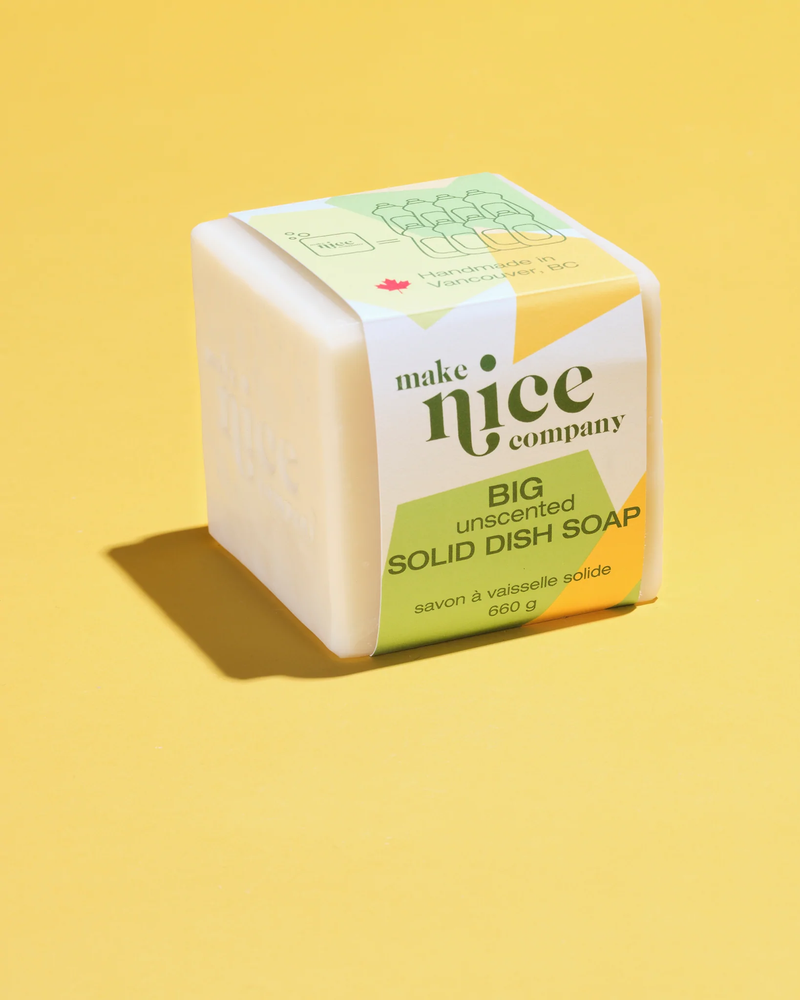 Make Nice Company BIG Unscented Solid Dish Soap — natural plastic-free dish soap Canada