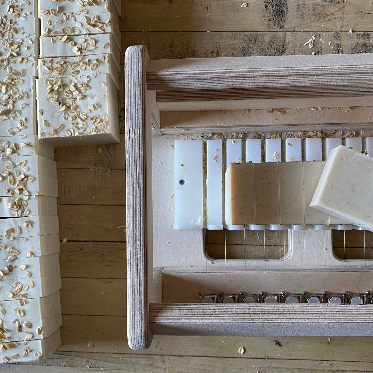 Oat soap bar flat lay — natural gentle oat soap bar