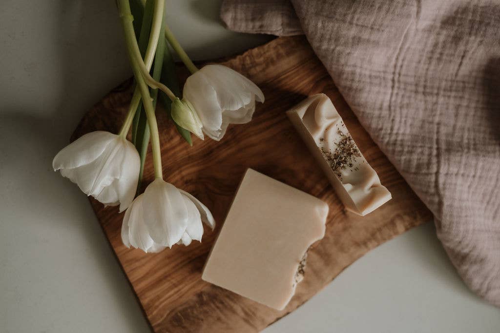 Goat Milk soap bar close-up — natural creamy handmade soap