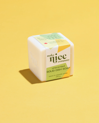 Make Nice Company Unscented Solid Dish Soap — natural plastic-free dish soap Canada