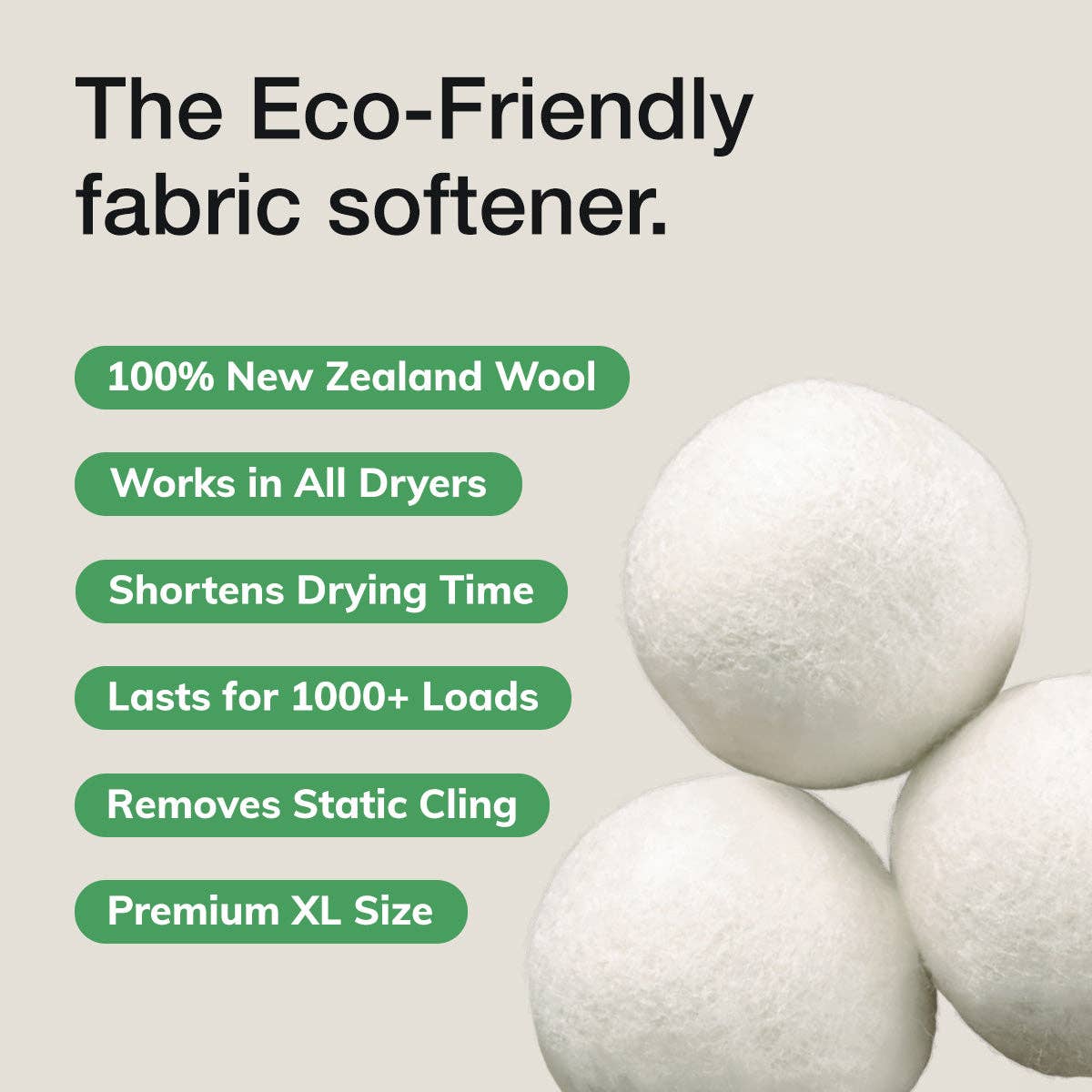 Wool Dryer Balls close-up — natural plastic-free dryer balls Canada