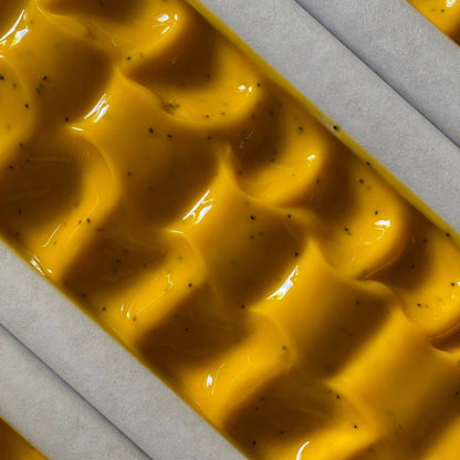Lemon Poppy soap bar detail — handmade natural exfoliating soap