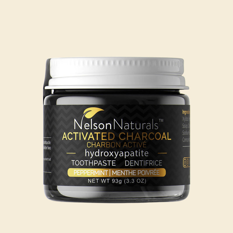 Nelson Naturals Activated Charcoal Peppermint toothpaste with hydroxyapatite — natural whitening toothpaste Canada