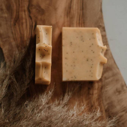Lemon Poppy soap bar texture — natural handmade soap bar Canada
